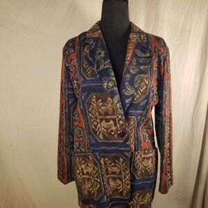 Tofy Vintage Abstract Multicolor Blazer - Size 6